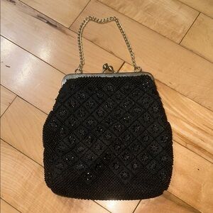 Vintage Elegant Black Beaded Evening Bag